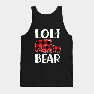 Loli Bear Red Plaid Christmas Pajama Matching Family Gift Tank Top